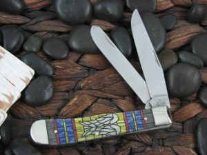 Case Knives Trapper with Stain Glass Wings Bone handles CA38714