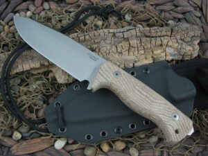lionSteel T6 with Natural Canvas Micarta handles Camp Knife